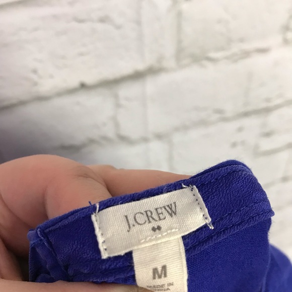 J. Crew Factory M Eyelet Blue Silk Blouse 50275 - Picture 5 of 6